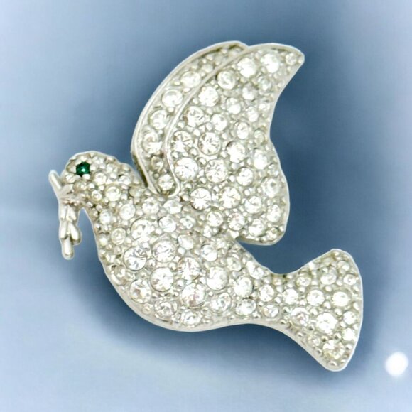 Vintage Swarovski Crystal Dove of Peace Brooch - Picture 1 of 4